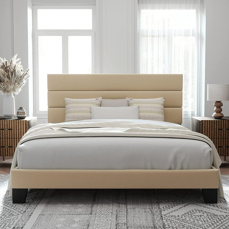 あうるページ Allewie King Size Upholstered Platform Bed Frame with