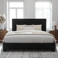 thumbnail image 1 of Allewie King Size Platform Bed Frame with Velvet Headboard/Fully Upholstered Mattress Foundation, No Box Spring Needed, Black, 1 of 10