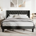 thumbnail image 1 of Allewie King Size Upholstered Platform Bed Frame with Fabric Wingback Button Tufted Headboard, Dark Grey, 1 of 8