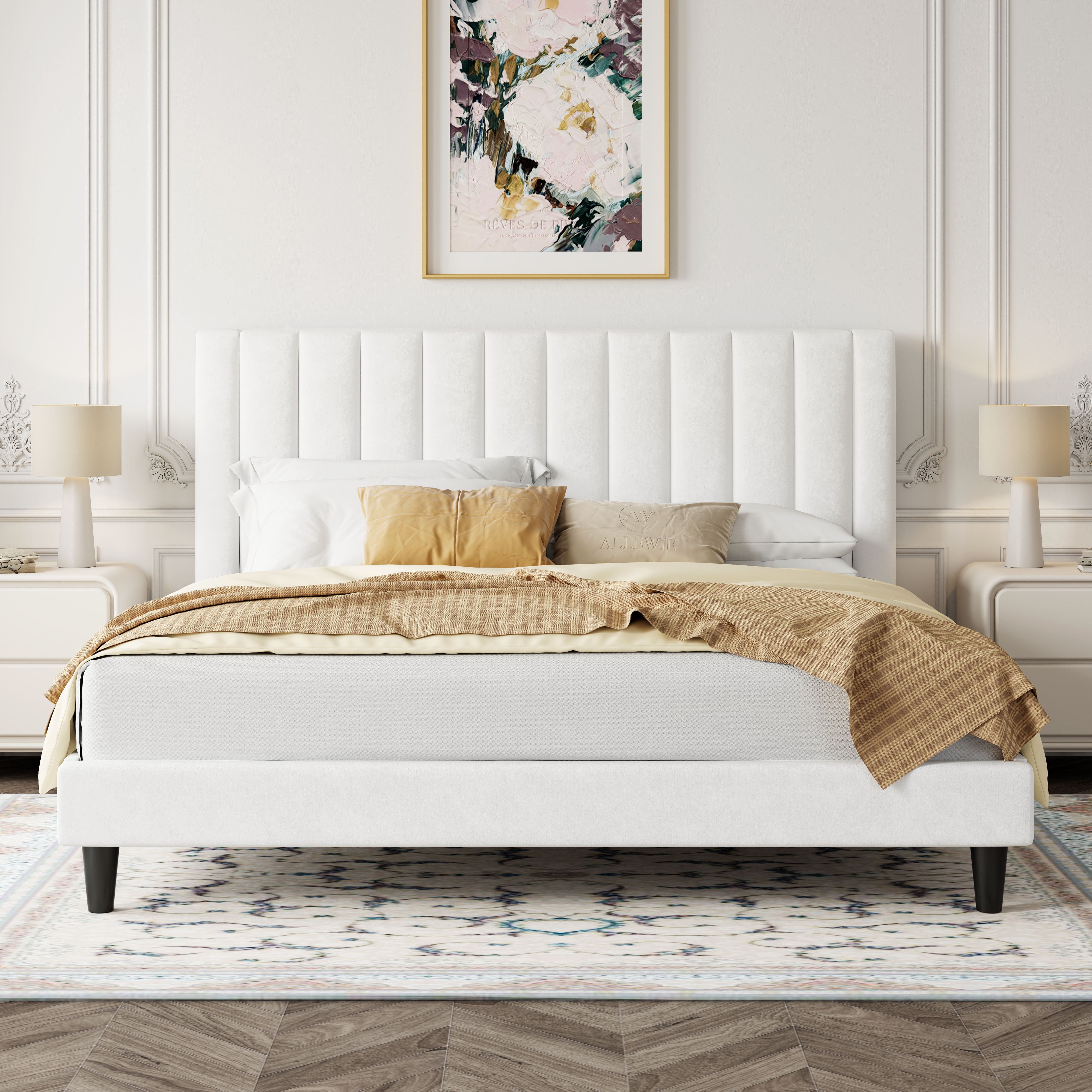 White upholstered king headboard discount