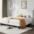 thumbnail image 1 of Allewie King Size Velvet Upholstered Platform Bed Frame with Adjustable Vertical Channel Tufted Headboard, White, 1 of 12