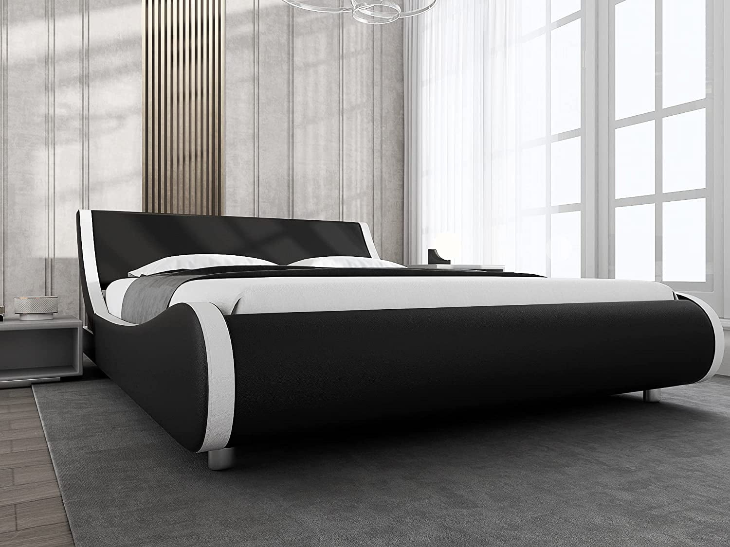 Allewie Queen Size Low-Profile Platform Bed Frame with
