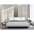 Allewie Low Profile Wavelike Full Size Platform Bed Frame with Leather