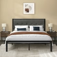 thumbnail image 1 of Allewie Queen Size Metal Platform Bed Frame with Linen Fabric Button Tufted Headboard, Under-Bed Storage, Grey, 1 of 10