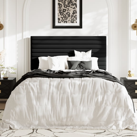 Allewie Queen Size Adjustable Headboard Bed Frame with 7.9'' Underbed Storage, No Box Spring Needed, Black