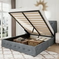 thumbnail image 1 of Allewie Queen Size Lift Up Platform Storage Bed Frame with Button Tufted Wingback Headboard, Grey Blue, 1 of 12
