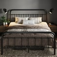 thumbnail image 1 of Allewie Queen Size Metal Platform Bed Frame with Victorian Style Wrought Iron-Art Headboard/Footboard, Black, 1 of 9