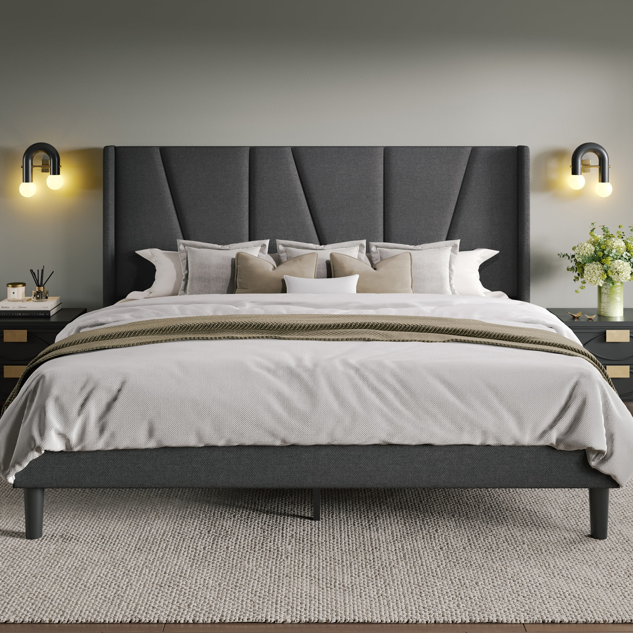 Modern gray bed frame discount