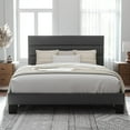 thumbnail image 1 of Allewie Queen Size Platform Bed Frame with Fabric Upholstered Headboard, No Box Spring Needed, Dark Grey, 1 of 10