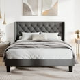 thumbnail image 1 of Allewie Queen Size Upholstered Platform Bed Frame with Fabric Wingback Button Tufted Headboard, Light Grey, 1 of 11