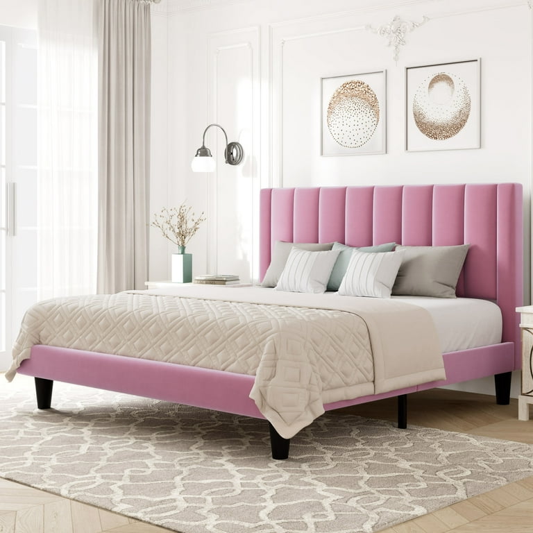 Pink upholstered clearance bed queen