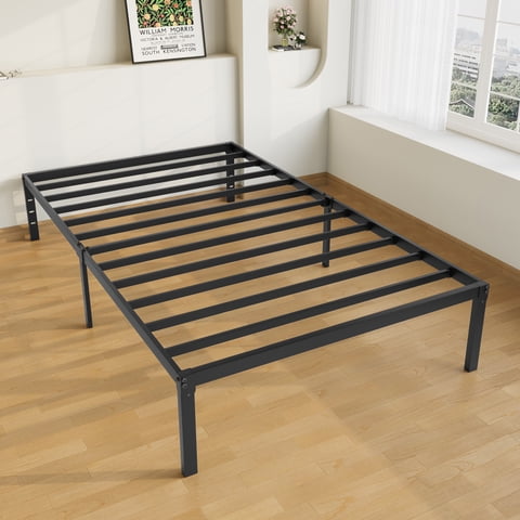 Allewie Twin Bed Frame, 14 inch Metal Platform Beds with Storage Space, No Box Spring Needed and Easy Assembly, Black