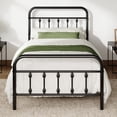 thumbnail image 1 of Allewie Twin Metal Platform Bed Frame with Vintage Pattern Headboard/Footboard, No Box Spring Needed, Black, 1 of 8