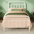 thumbnail image 1 of Allewie Twin Metal Platform Bed Frame with Vintage Pattern Headboard/Footboard, No Box Spring Needed, White, 1 of 8