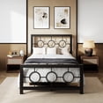 thumbnail image 1 of Sifurni Twin Size Metal Platform Bed Frame with Modern & Vintage Headboard and Footboard, Black, 1 of 10