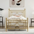thumbnail image 1 of Allewie Twin Size Metal Platform Bed Frame with Victorian Vintage Headboard and Footboard, Gold, 1 of 10