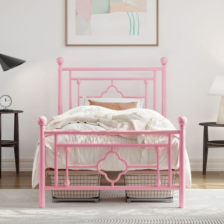 Allewie Single Adult High Iron Twin Size Bed Frame, Metal Allewie Single Adult High Iron Twin Size Bed Frame, Metal