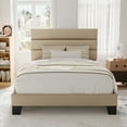 thumbnail image 1 of Allewie Twin Size Platform Bed Frame with Fabric Upholstered Headboard, No Box Spring Needed, Beige, 1 of 8