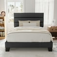 thumbnail image 1 of Allewie Twin Size Platform Bed Frame with Fabric Upholstered Headboard, No Box Spring Needed, Dark Grey, 1 of 8