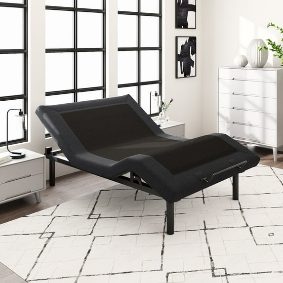 Allewie Upholstered Queen Size Adjustable Bed Base Frame with Upgraded Motor 2.0, Independent Head & Foot Incline, Wireless Remote Control