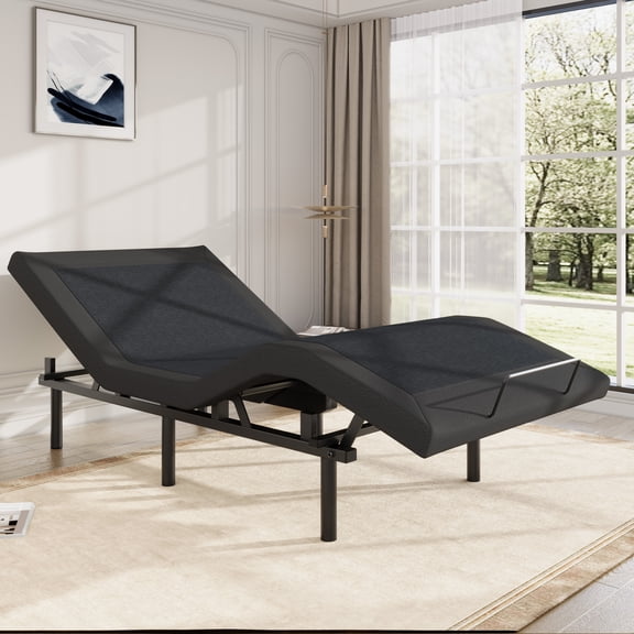Allewie Upholstered Twin XL Size Adjustable Bed Base Frame with Motor 1.0, Independent Head & Foot Incline, Wireless Remote Control