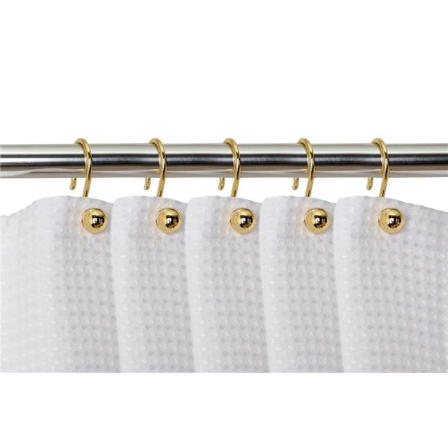 Alley Ball & Rustproof Aluminum Shower Curtain Hooks for Bathroom Shower Rods, Gold - Set of 12