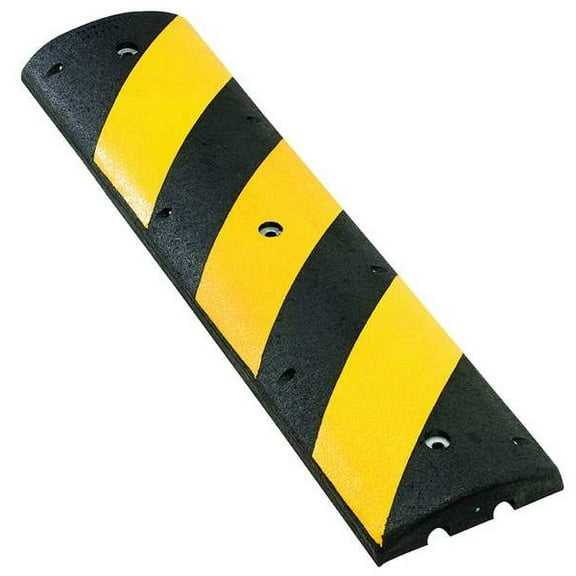 Alley Bump, Rubber, 2 1/8 in Height, 48 in Length, 3 lb, Black/Yellow