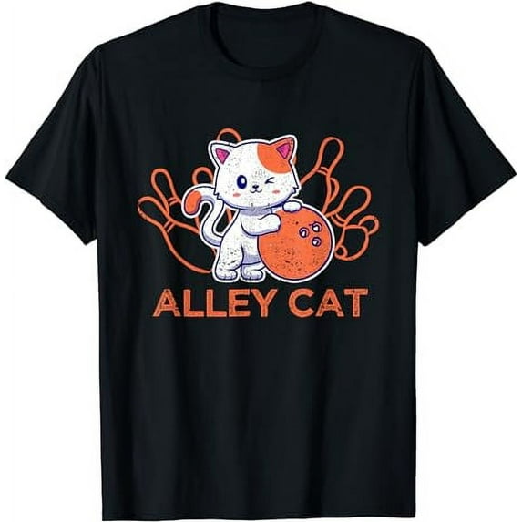 Alley Cat Bowling Team Humor Funny Bowler Cats Vintage T-Shirt