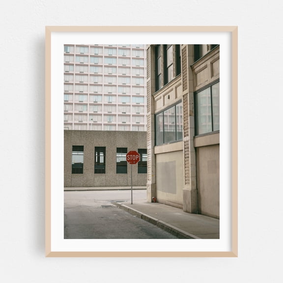 Alley, Rochester - Rochester New York Photography City Street Photography Architecture Minimalist Cityscape Vintage Oak Framed Wall Art Print 6 x 8 inches