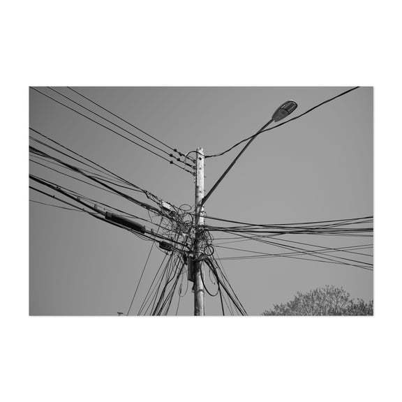 Alleyway Wires, 01 - Queens New York Photography Black and White Street Photography Abstract Architecture Minimalist Line Art Unframed Wall Art Print 4 x 6 inches