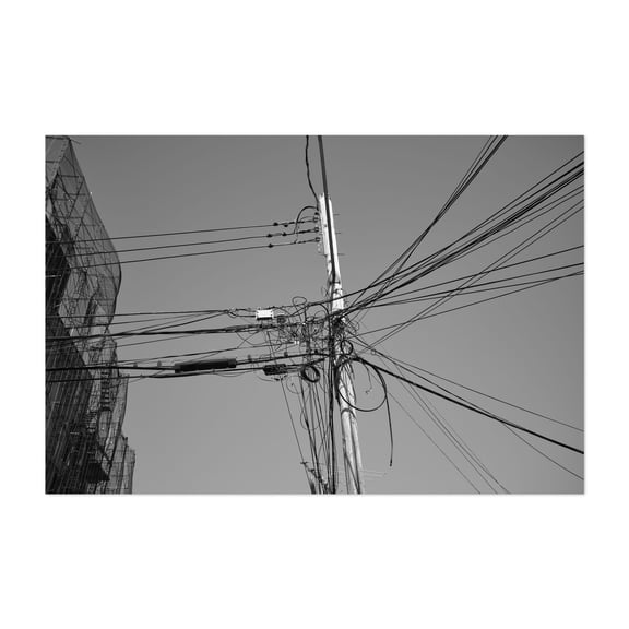 Alleyway Wires, 02 - Queens New York Photography Black and White Abstract Street Photography Architecture Minimalist City Unframed Wall Art Print 4 x 6 inches