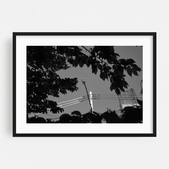 Alleyway Wires, 03 - Queens New York Photography Black and White Street Photography Architecture Minimalist City Surrealism Black Framed Wall Art Print 5 x 7 inches