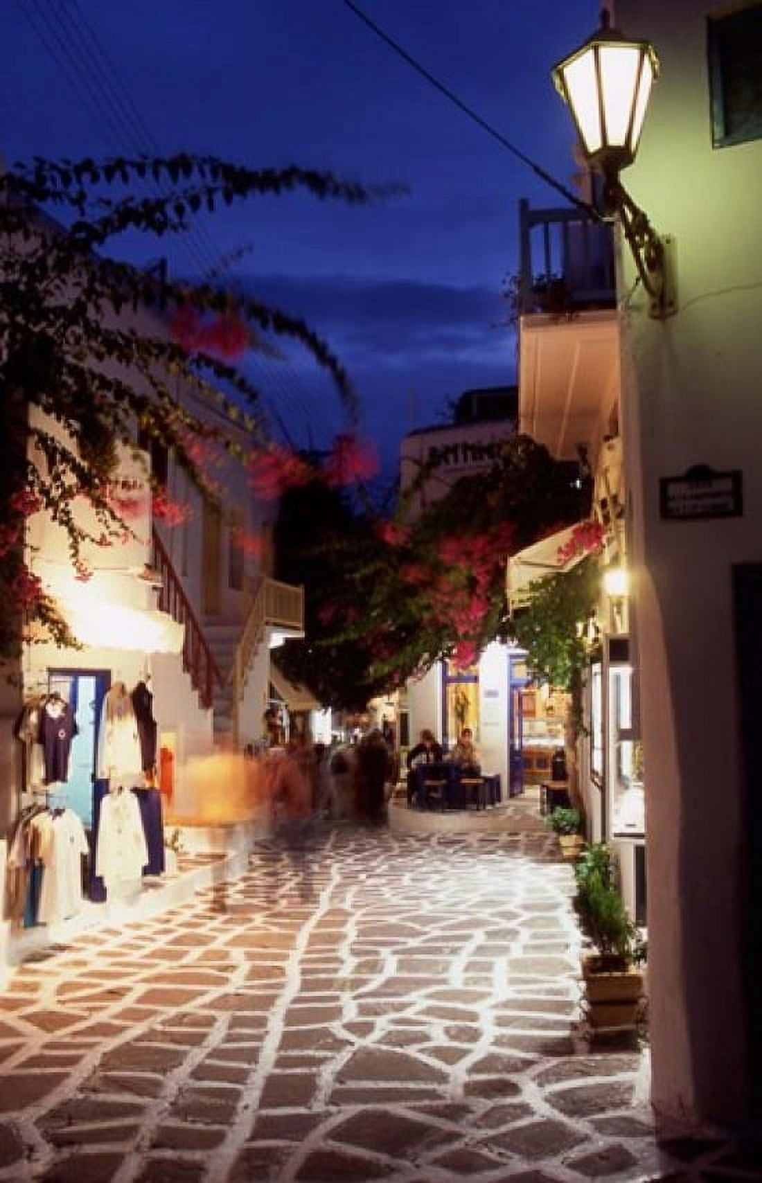 Alleyway at Night Mykonos Greece Canvas Art - Steve Outram DanitaDelimont (25 x 39)