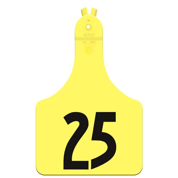 Cow Numbered A-Tags pkg of 25 Color: Yellow Number: 26-50