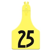 Calf Numbered A-Tags pkg of 25 Color Yellow Number 26-50
