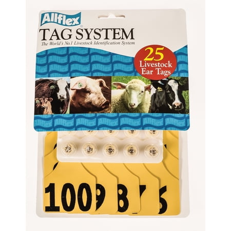 Allflex Global Ear Tag, 3" x 2.25", Large, Yellow, [76-100]