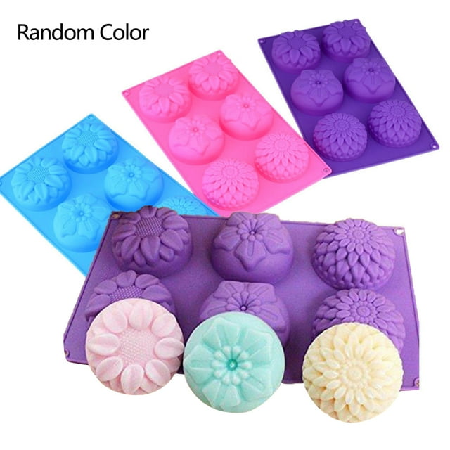 Allforhome 6 Flowers Silicone Muffin Cups Soap Molds Cupcake Mold Baking Mousse Cake Pans
