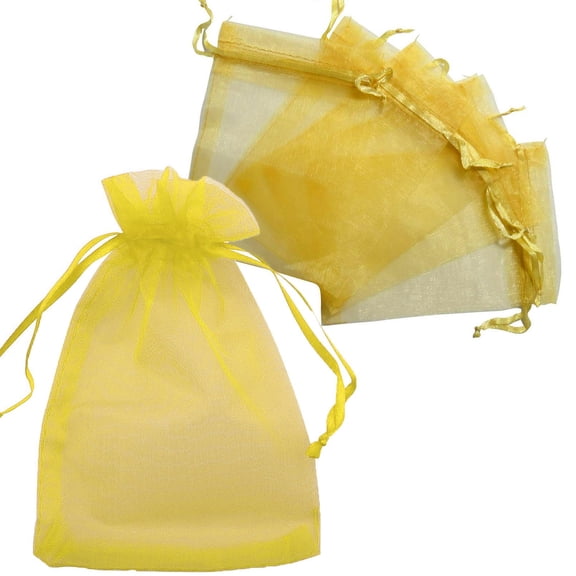 Allgala 100 Count Orangza Gift Party Favor Bags with Drawstring-6x8 Inch-Gold-PF53303