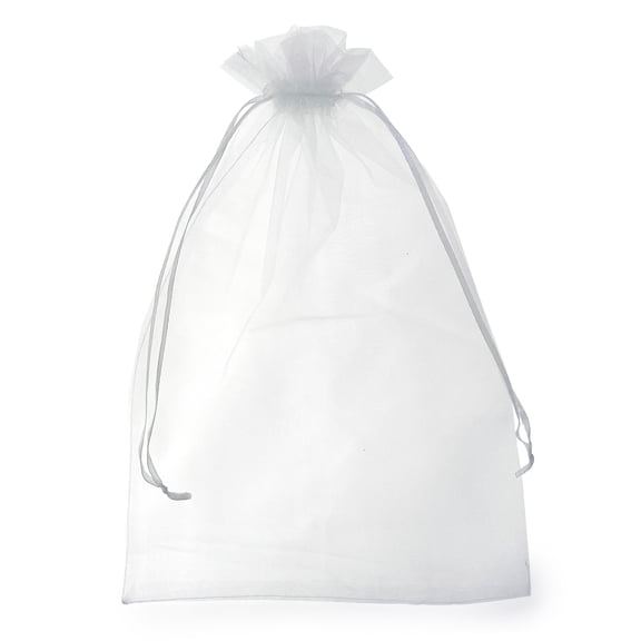 Allgala 100 Count Orangza Gift Party Favor Bags with Drawstring-8x12 Inch-White-PF53401