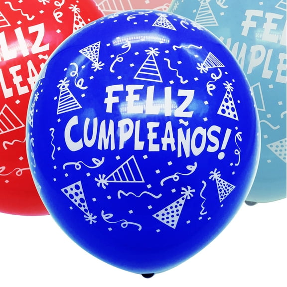 Allgala 100ct 12" Helium Grade Premium Latex Balloons-"Feliz Cumpleaos"-BL52056