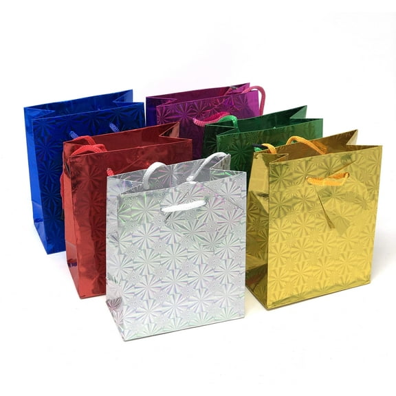 Allgala 12-PC 6"x4.5" Small/Mini Premium Hologram Gift Bags-GP50300