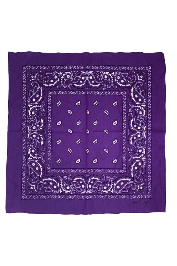 12 Pack 100% Cotton Premium Bandanas Head Band Wrap Scarf-Purple-HA55908