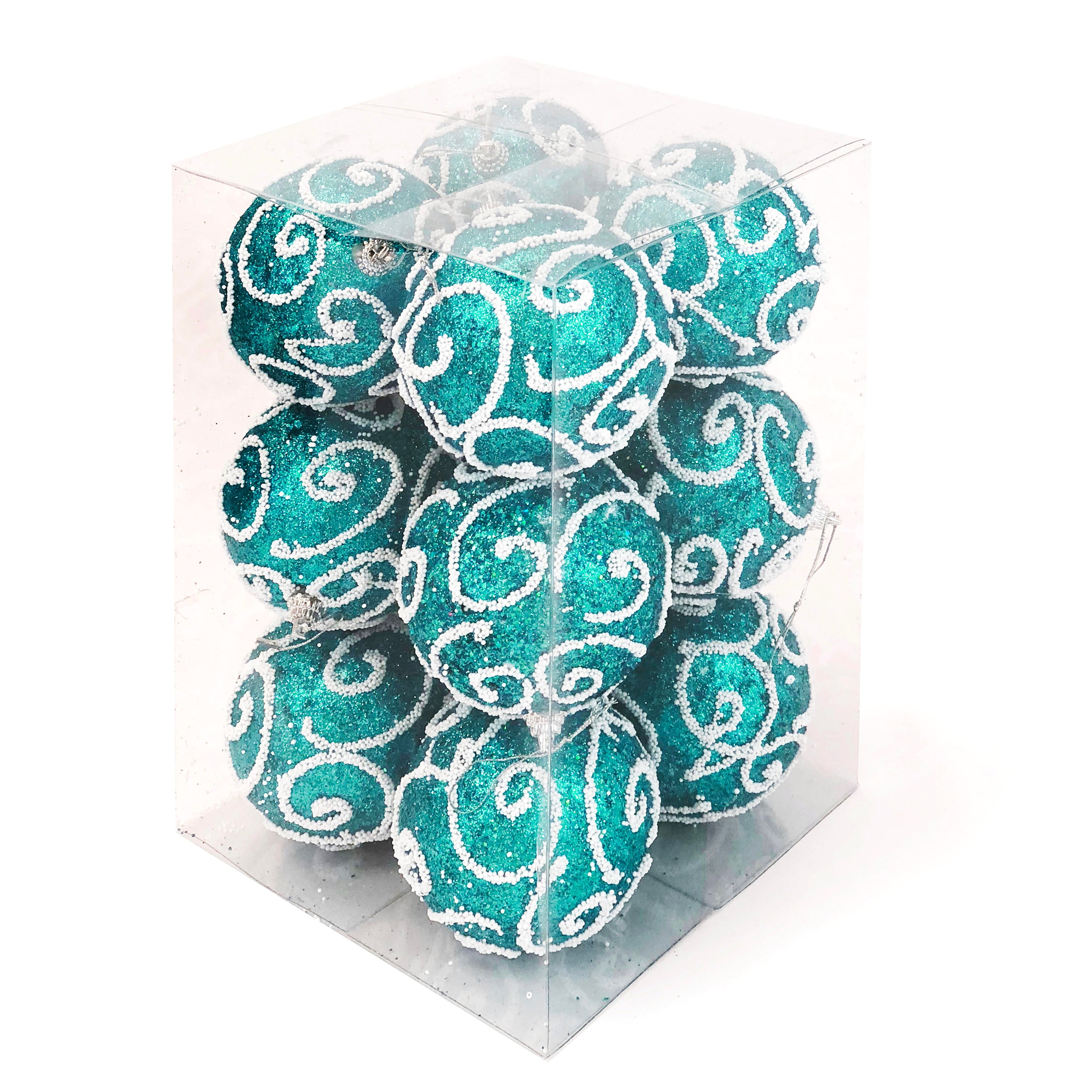 Allgala 12 Pack 3 Inch Christmas Tree Ornament BallsGlitter Decorated Foam Large Xmas Ball