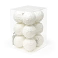 thumbnail image 1 of Allgala 12 Pack 3 Inch Christmas Tree Ornament Balls-Glitter Decorated Foam Large Xmas Ball-White, 1 of 4