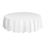 Allgala 12-Pack Premium Plastic Table Cover Medium Weight Disposable Tablecloth-12PK Round 84"-White -TC58501