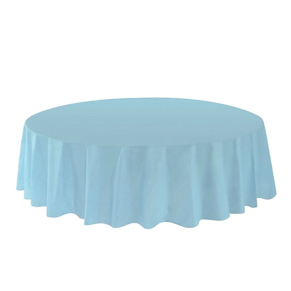 Allgala 12-Pack Premium Plastic Table Cover Medium Weight Disposable Tablecloth-12PK Round 84"-light blue-TC58510