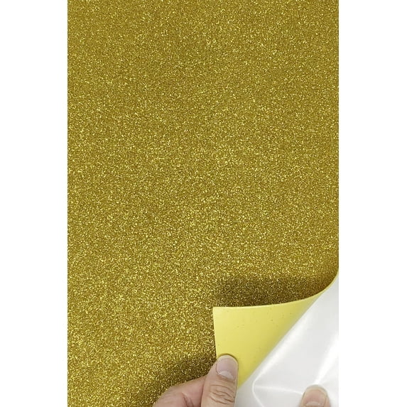 Allgala 12 Pack Self-Adhesive Glitter EVA Foam Paper 8 x 12inch Sheets-Gold-CF85201