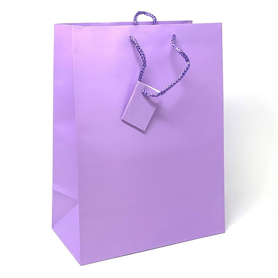 Allgala 12PK Value Premium Solid Color Paper Gift Bags (17"XL-Lavender-GP50143)