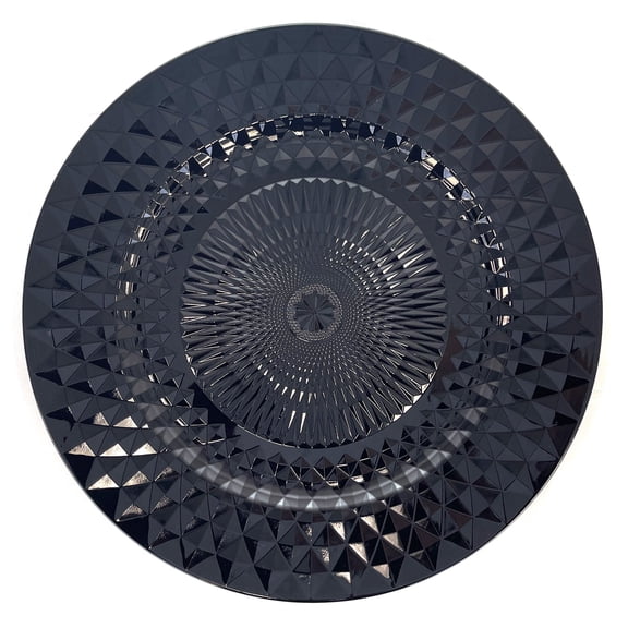 Allgala 13-Inch 6-Pack Heavy Quality Plastic Diamond Pattern Sparkling Charger Plates-Black-HD80404