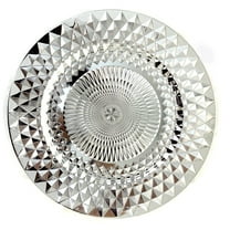 Allgala 13-Inch 6-Pack Heavy Quality Plastic Diamond Pattern Sparkling Charger Plates-Silver-HD80402